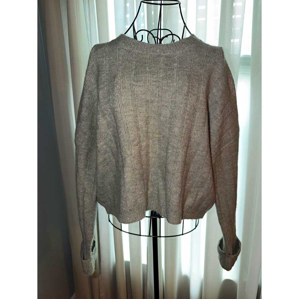 Sincerely Jules Women's Gray Solid Knit Crew Neck Pullover Sweater Long Sleeve S